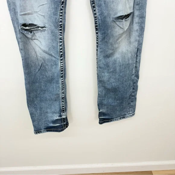 BKE Men's Jake Blue Distressed Slim Jeans F16 - Picture 2 of 9